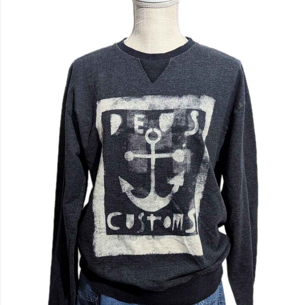 Vintage Deus Ex Machina Deus Customs Graphic Sweatshirt Anchor Print